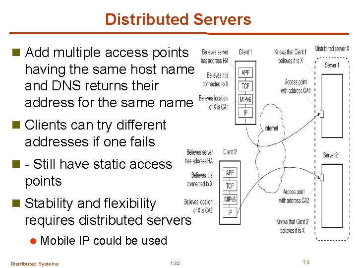 Distributed Servers n Add multiple access points having the same host name and DNS