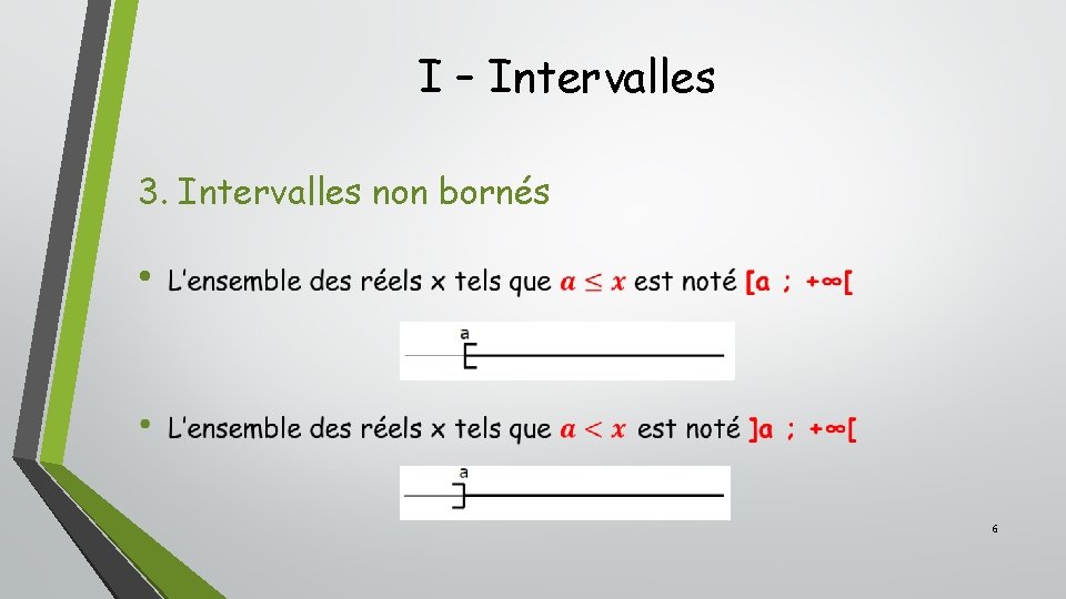 I – Intervalles 3. Intervalles non bornés • 6 I – Intervalles 3. Intervalles non bornés • 6