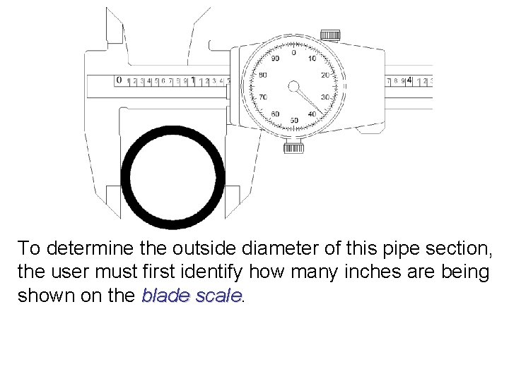 To determine the outside diameter of this pipe section, the user must first identify