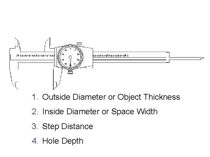 1. Outside Diameter or Object Thickness 2. Inside Diameter or Space Width 3. Step