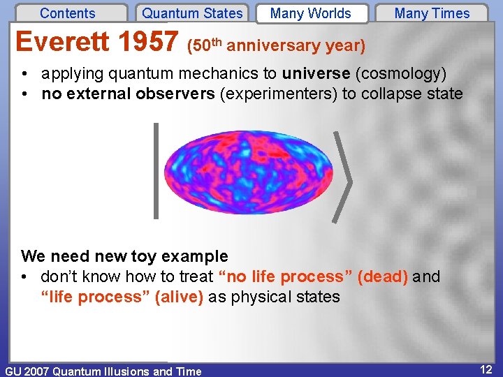 Contents Quantum States Everett 1957 (50 th Many Worlds Many Times anniversary year) •