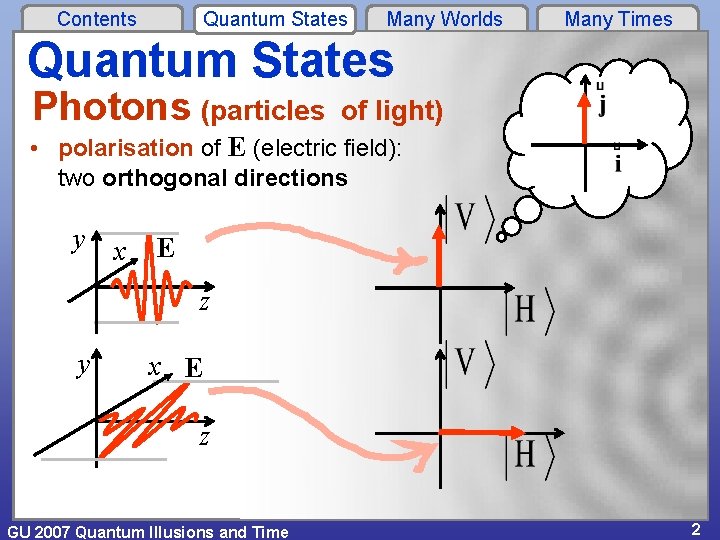 Contents Quantum States Many Worlds Many Times Quantum States Photons (particles of light) •