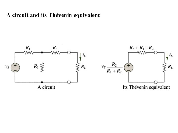 A circuit and its Thévenin equivalent 