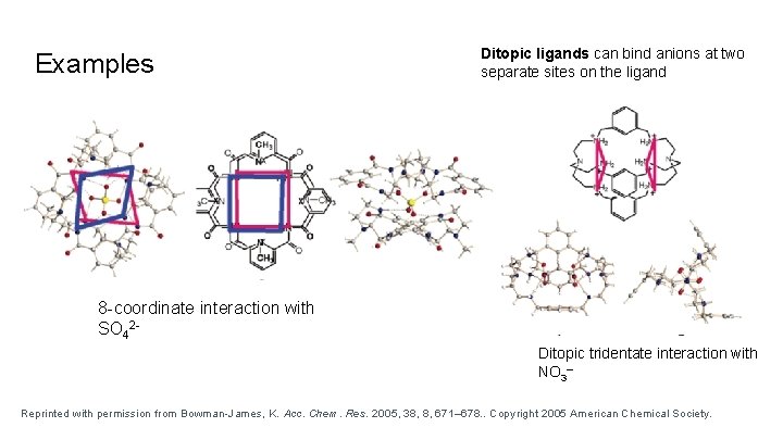 Examples Ditopic ligands can bind anions at two separate sites on the ligand 8