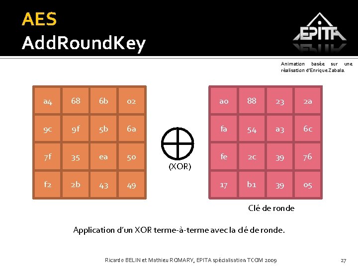 AES Add. Round. Key Animation basée sur une réalisation d’Enrique Zabala. 04 a 4