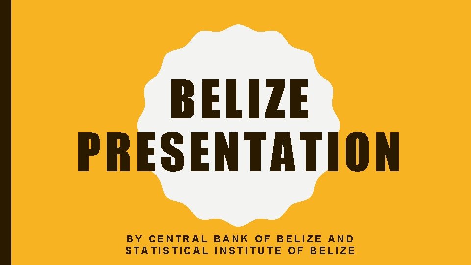 BELIZE PRESENTATION BY CENTRAL BANK OF BELIZE AND STATISTICAL INSTITUTE OF BELIZE 