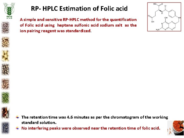 RP- HPLC Estimation of Folic acid A simple and sensitive RP-HPLC method for the RP- HPLC Estimation of Folic acid A simple and sensitive RP-HPLC method for the