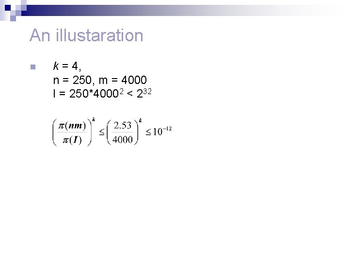 An illustaration n k = 4, n = 250, m = 4000 I =