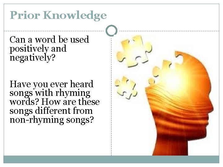 Prior Knowledge Can a word be used positively and negatively? Have you ever heard