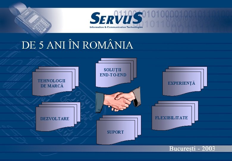 DE 5 ANI ÎN ROM NIA SOLUŢII END-TO-END TEHNOLOGII DE MARCĂ EXPERIENŢĂ FLEXIBILITATE DEZVOLTARE