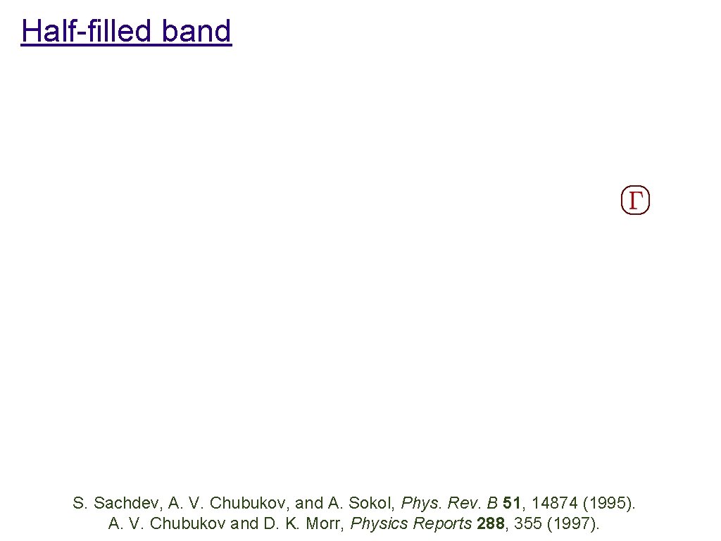 Half-filled band Hole pockets Electron pockets S. Sachdev, A. V. Chubukov, and A. Sokol,