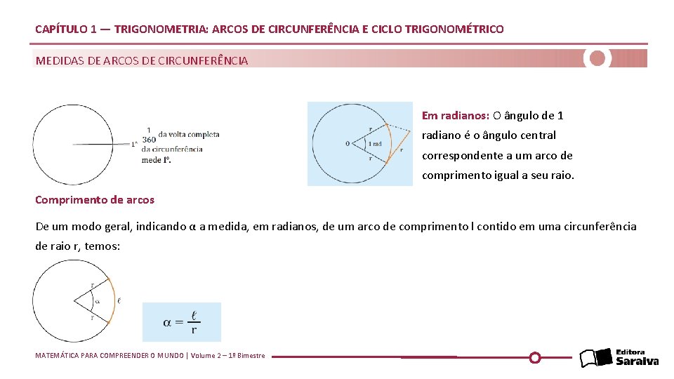 CAPÍTULO 1 — TRIGONOMETRIA: ARCOS DE CIRCUNFERÊNCIA E CICLO TRIGONOMÉTRICO MEDIDAS DE ARCOS DE