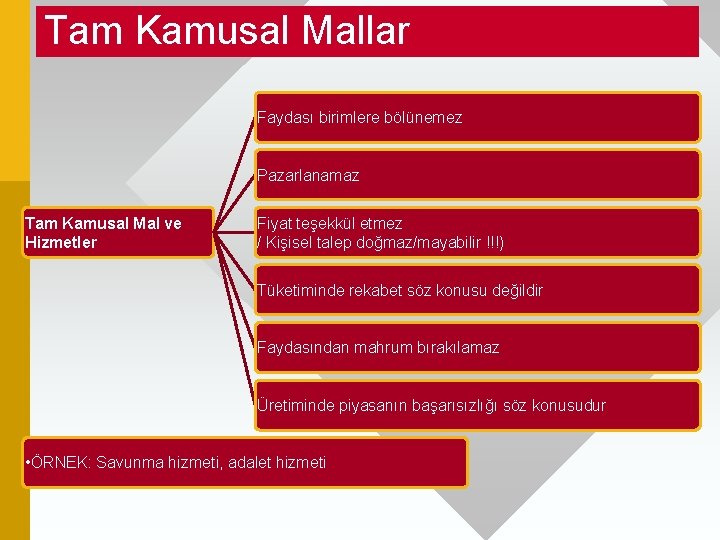 Tam Kamusal Mallar Faydası birimlere bölünemez Pazarlanamaz Tam Kamusal Mal ve Hizmetler Fiyat teşekkül