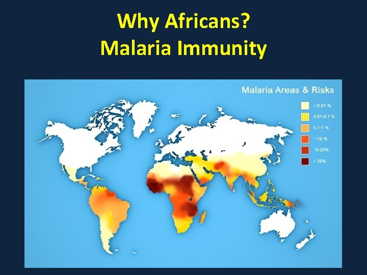 Why Africans? Malaria Immunity 