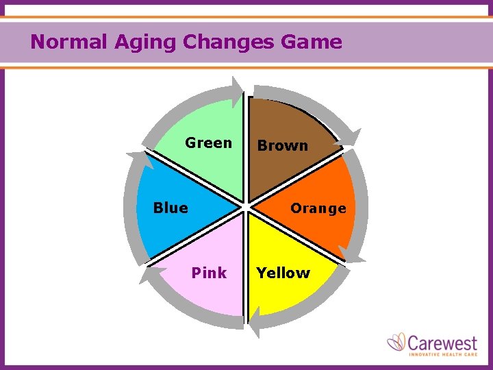 Normal Aging Changes Game Green Blue Brown Orange Pink Yellow 