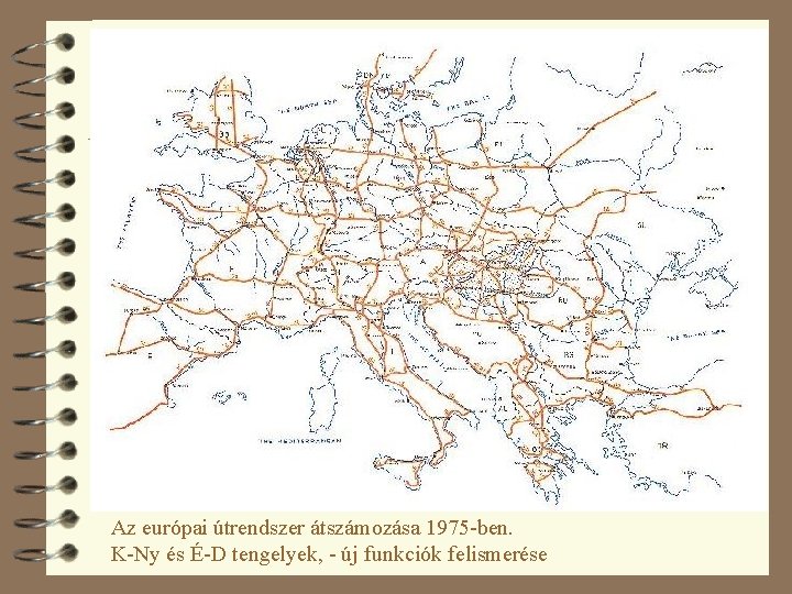 Az európai útrendszer átszámozása 1975 -ben. K-Ny és É-D tengelyek, - új funkciók felismerése