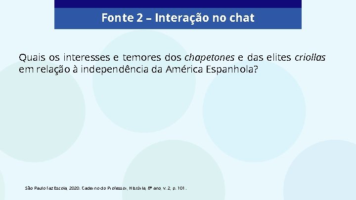 Fonte 2 – Interação no chat Quais os interesses e temores dos chapetones e