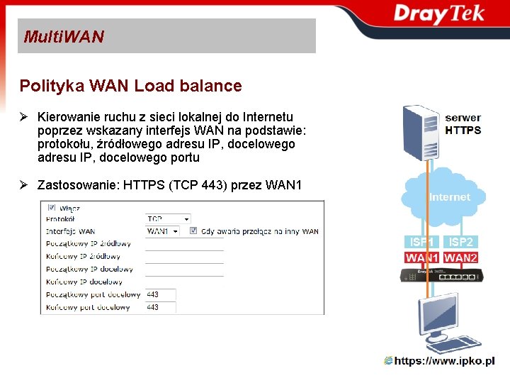 Multi. WAN Polityka WAN Load balance Ø Kierowanie ruchu z sieci lokalnej do Internetu