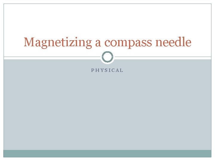 Magnetizing a compass needle PHYSICAL 