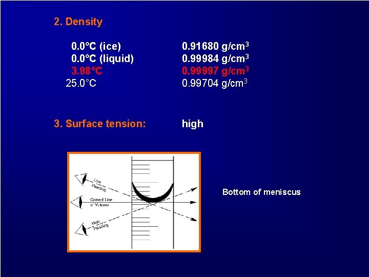 2. Density 0. 0°C (ice) 0. 0°C (liquid) 3. 98°C 25. 0°C 3. Surface