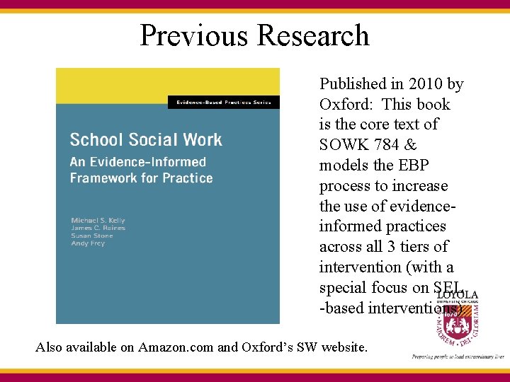 Previous Research Published in 2010 by Oxford: This book is the core text of Previous Research Published in 2010 by Oxford: This book is the core text of