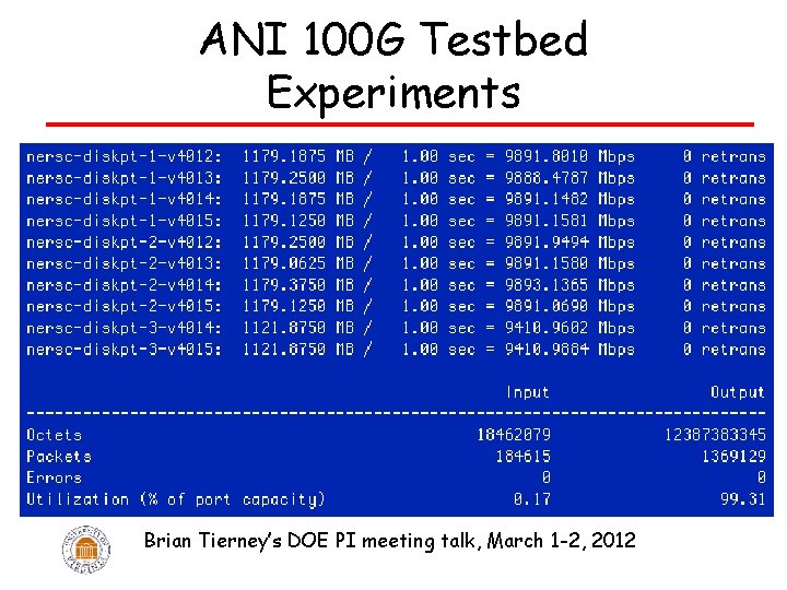 ANI 100 G Testbed Experiments Brian Tierney’s DOE PI meeting talk, March 1 -2,