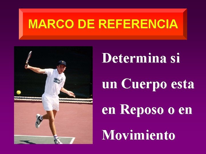 MARCO DE REFERENCIA Determina si un Cuerpo esta en Reposo o en Movimiento 