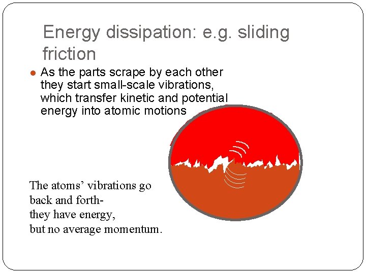 Energy dissipation: e. g. sliding friction l As the parts scrape by each other