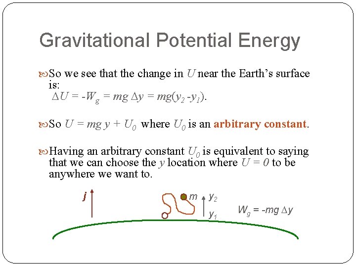 Gravitational Potential Energy So we see that the change in U near the Earth’s