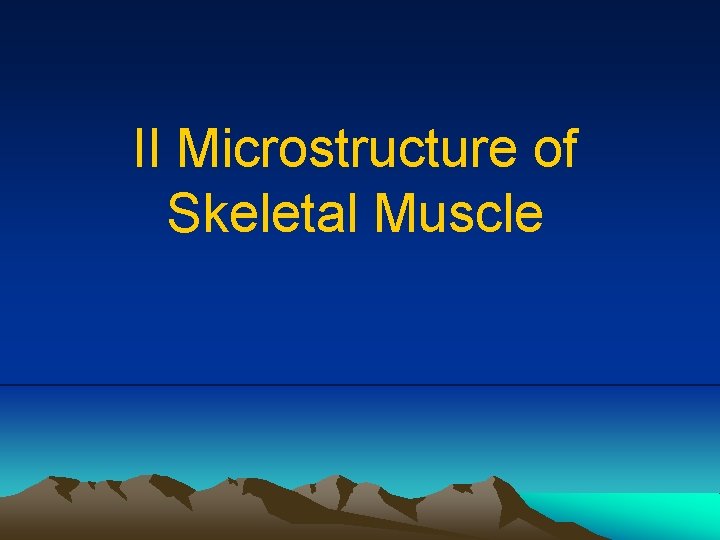 II Microstructure of Skeletal Muscle II Microstructure of Skeletal Muscle