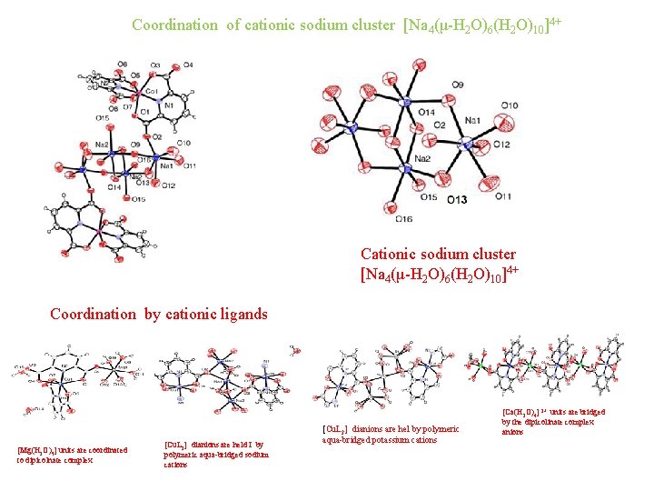 Coordination of cationic sodium cluster [Na 4(μ-H 2 O)6(H 2 O)10]4+ Coordination by cationic