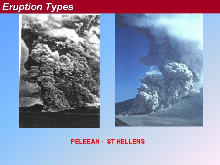 Eruption Types PELEEAN - ST HELLENS 