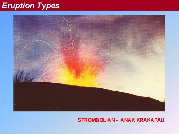 Eruption Types STROMBOLIAN - ANAK KRAKATAU 