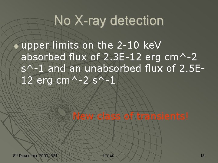 No X-ray detection upper limits on the 2 -10 ke. V absorbed flux of No X-ray detection upper limits on the 2 -10 ke. V absorbed flux of