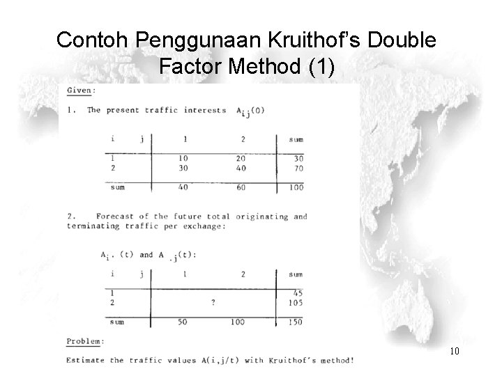 Contoh Penggunaan Kruithof’s Double Factor Method (1) 10 