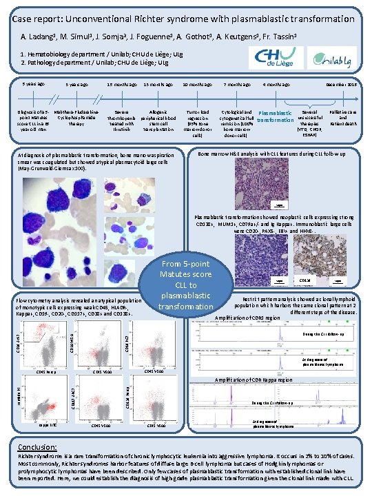 Case report: Unconventional Richter syndrome with plasmablastic transformation A. Ladang 1, M. Simul 1,