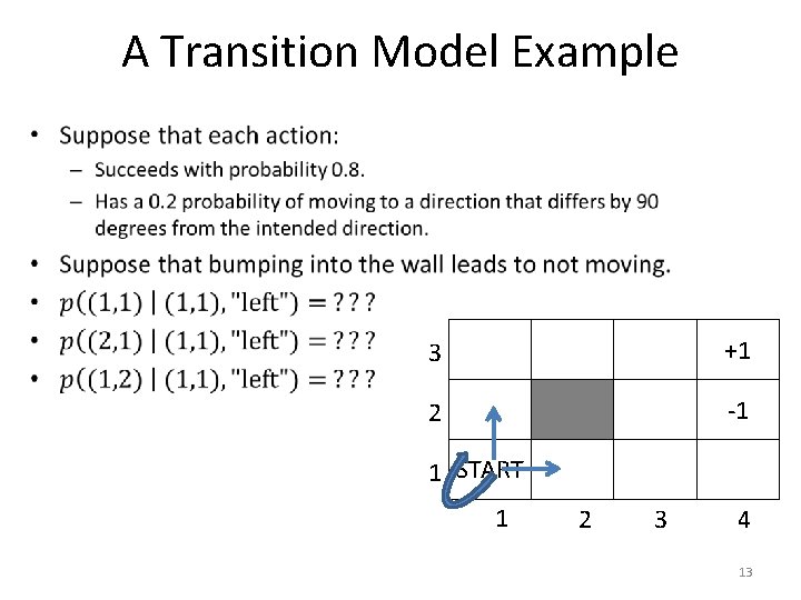 A Transition Model Example • 3 +1 2 -1 1 START 1 2 3