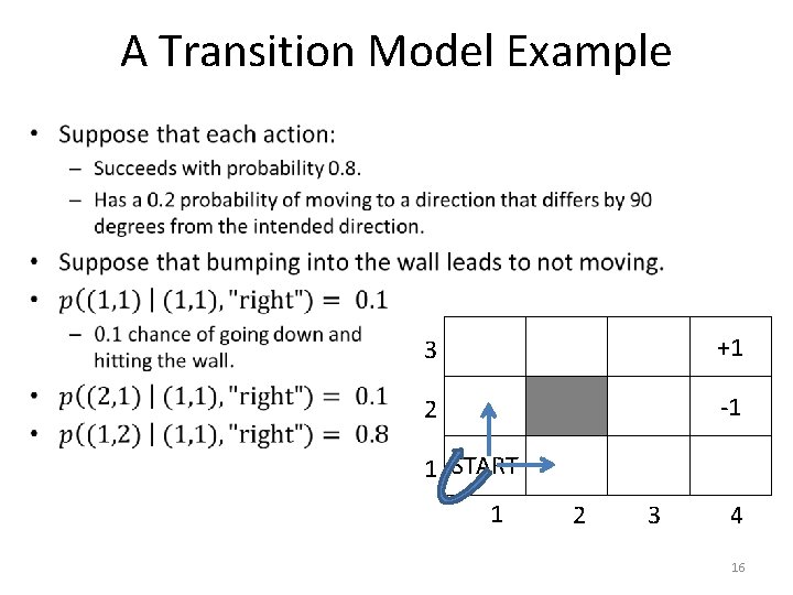 A Transition Model Example • 3 +1 2 -1 1 START 1 2 3