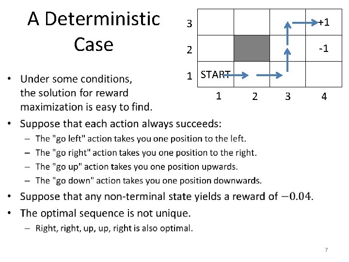 A Deterministic Case 3 +1 2 -1 1 START 1 2 3 4 7