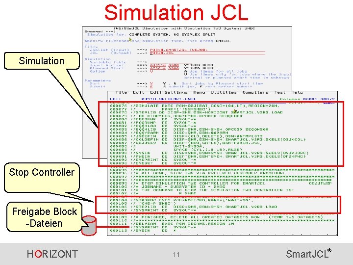 Simulation JCL Simulation Stop Controller Freigabe Block -Dateien HORIZONT 11 ® Smart. JCL 