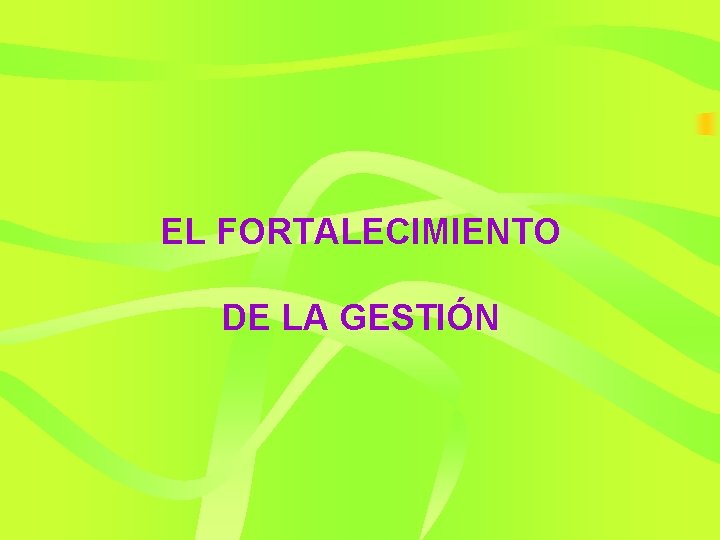 EL FORTALECIMIENTO DE LA GESTIÓN 