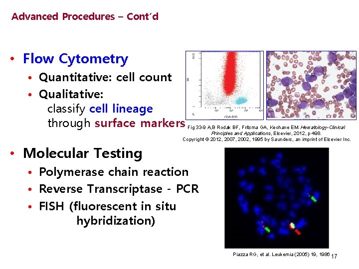 Advanced Procedures – Cont’d • Flow Cytometry • Quantitative: cell count • Qualitative: classify