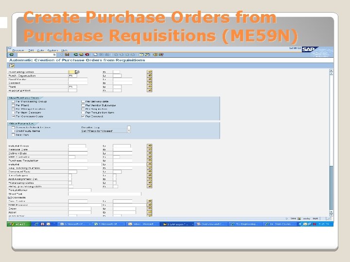 Create Purchase Orders from Purchase Requisitions (ME 59 N) 