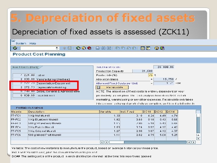 5. Depreciation of fixed assets is assessed (ZCK 11) 