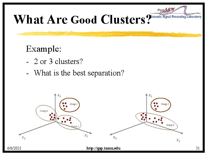 What Are Good Clusters? Example: - 2 or 3 clusters? - What is the