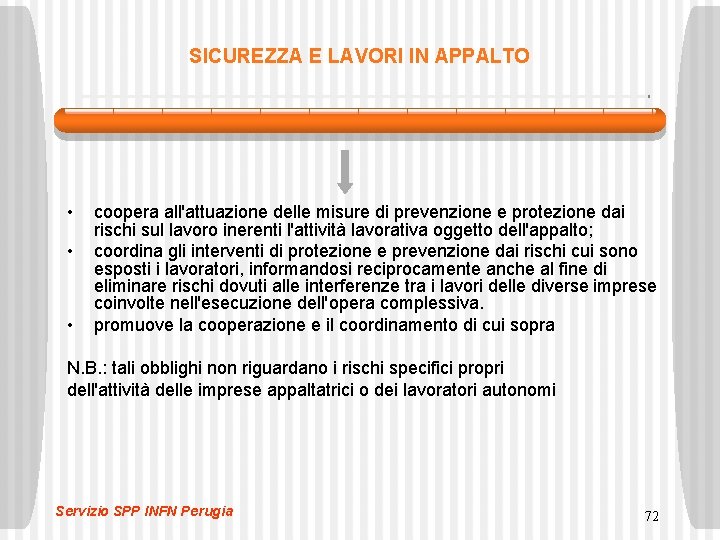 SICUREZZA E LAVORI IN APPALTO • • • coopera all'attuazione delle misure di prevenzione