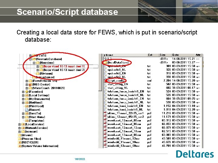 Scenario/Script database Creating a local data store for FEWS, which is put in scenario/script