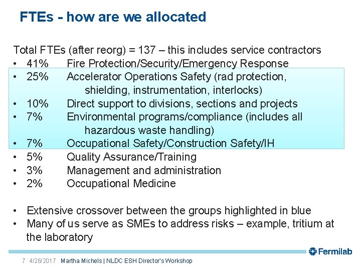 FTEs - how are we allocated Total FTEs (after reorg) = 137 – this
