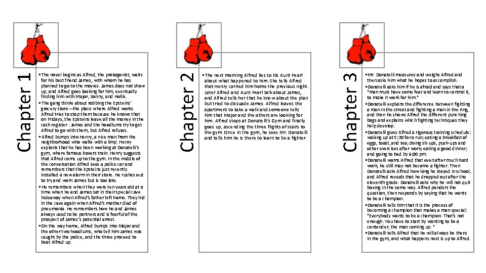  • The next morning Alfred lies to his Aunt Pearl about what happened