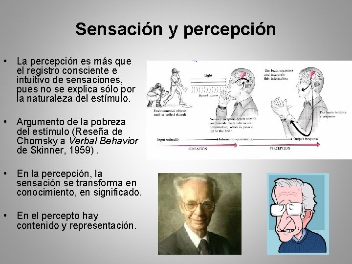 Sensación y percepción • La percepción es más que el registro consciente e intuitivo